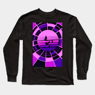 Neon 80s Retro Geometric Shapes With Flower Long Sleeve T-Shirt